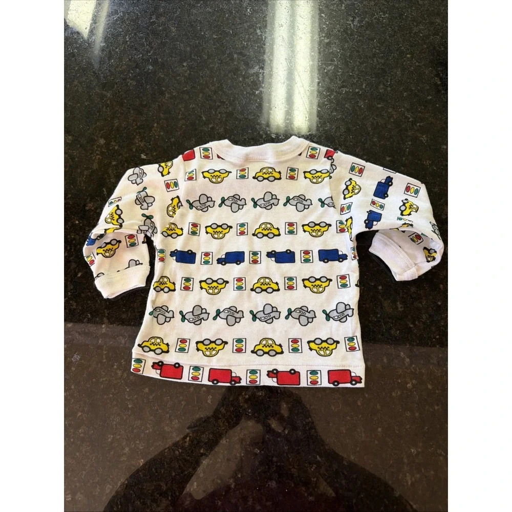 Vintage Carters Long Sleeve Shirt Cars Trucks Sz 3-6m Baby Infant Y2K 90s Baby